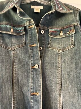 Susan Bristol Blue Denim Jacket with Multicolor Embroidery